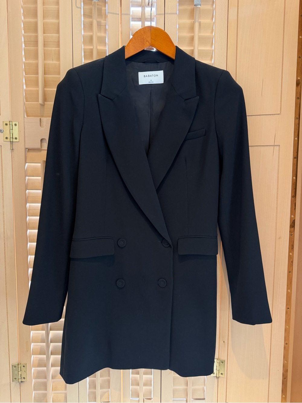 Babaton Black Double-Breasted Mini Blazer Dress